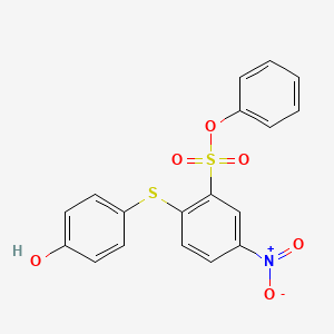 molecular formula C18H13NO6S2 B15409637 Phenyl 2-[(4-hydroxyphenyl)sulfanyl]-5-nitrobenzene-1-sulfonate CAS No. 832726-69-9