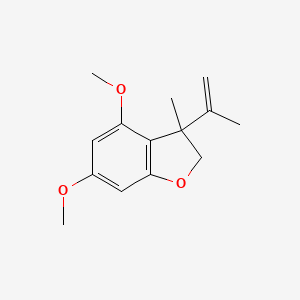 molecular formula C14H18O3 B15409641 Benzofuran, 2,3-dihydro-4,6-dimethoxy-3-methyl-3-(1-methylethenyl)- CAS No. 831171-22-3