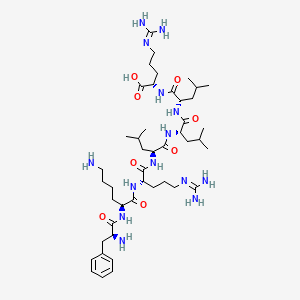 molecular formula C45H80N14O8 B15409895 L-Phenylalanyl-L-lysyl-N~5~-(diaminomethylidene)-L-ornithyl-L-leucyl-L-leucyl-L-leucyl-N~5~-(diaminomethylidene)-L-ornithine CAS No. 650610-28-9