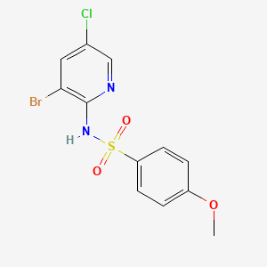 molecular formula C12H10BrClN2O3S B15411029 N-(3-Bromo-5-chloropyridin-2-yl)-4-methoxybenzene-1-sulfonamide CAS No. 823201-93-0