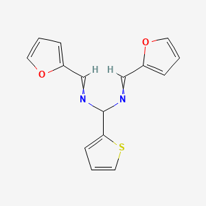 molecular formula C15H12N2O2S B15411062 N,N'-[(Thiophen-2-yl)methylene]bis[1-(furan-2-yl)methanimine] CAS No. 824403-46-5