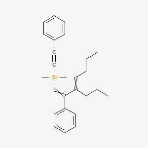 molecular formula C26H32Si B15411274 Dimethyl(phenylethynyl)(2-phenyl-3-propylhepta-1,3-dien-1-yl)silane CAS No. 529513-88-0