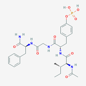 molecular formula C28H38N5O9P B15411388 N-Acetyl-L-isoleucyl-O-phosphono-L-tyrosylglycyl-L-phenylalaninamide CAS No. 477903-61-0