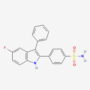 molecular formula C20H15FN2O2S B15411413 4-(5-fluoro-3-phenyl-1H-indol-2-yl)benzenesulfonamide CAS No. 462120-58-7