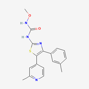 molecular formula C18H18N4O2S B15411619 N-Methoxy-N'-[4-(3-methylphenyl)-5-(2-methylpyridin-4-yl)-1,3-thiazol-2-yl]urea CAS No. 365430-14-4