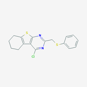 molecular formula C17H15ClN2S2 B154118 4-Chloro-2-[(phenylthio)methyl]-5,6,7,8-tetrahydro[1]benzothieno[2,3-d]pyrimidine CAS No. 128277-14-5