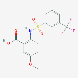 molecular formula C15H12F3NO5S B15412073 5-Methoxy-2-{[3-(trifluoromethyl)benzene-1-sulfonyl]amino}benzoic acid CAS No. 474448-66-3