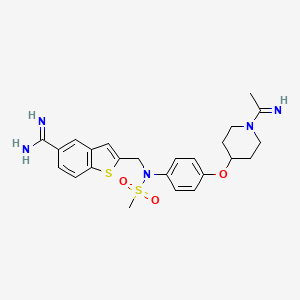molecular formula C24H29N5O3S2 B15412117 Benzo[b]thiophene-5-carboximidamide, 2-[[[4-[[1-(1-iminoethyl)-4-piperidinyl]oxy]phenyl](methylsulfonyl)amino]methyl]- 