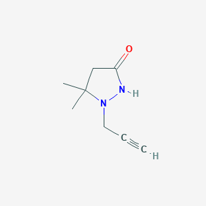 molecular formula C8H12N2O B154130 5,5-Dimethyl-1-(prop-2-ynyl)pyrazolidin-3-one CAS No. 131391-07-6