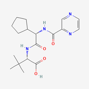 molecular formula C18H26N4O4 B15413102 N-{(2S)-2-Cyclopentyl-2-[(pyrazine-2-carbonyl)amino]acetyl}-3-methyl-L-valine CAS No. 402959-75-5