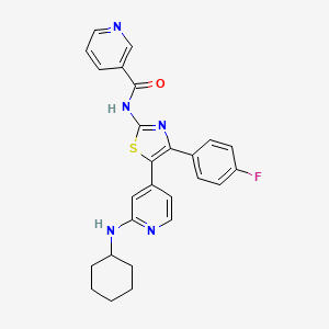 molecular formula C26H24FN5OS B15414027 N-[5-(2-Cyclohexylamino-4-pyridyl)-4-(4-fluorophenyl)-1,3-thiazol-2-YL]nicotinamide CAS No. 365429-64-7