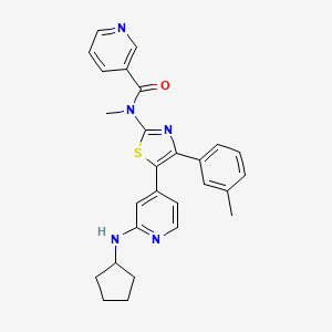molecular formula C27H27N5OS B15414394 N-[5-(2-Cyclopentylamino-4-pyridyl)-4-(3-methylphenyl)-1,3-thiazol-2-YL]N-methylnicotinamide CAS No. 365429-70-5