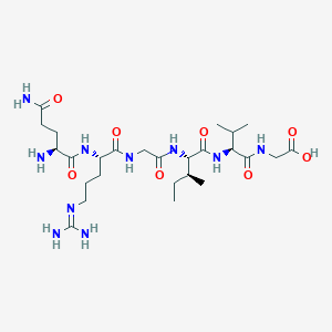 molecular formula C26H48N10O8 B15414463 L-Glutaminyl-N~5~-(diaminomethylidene)-L-ornithylglycyl-L-isoleucyl-L-valylglycine CAS No. 189308-30-3