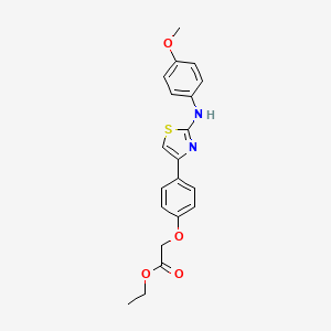 molecular formula C20H20N2O4S B15414522 Acetic acid, (4-(2-((4-methoxyphenyl)amino)-4-thiazolyl)phenoxy)-, ethyl ester CAS No. 168127-31-9