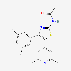 molecular formula C20H21N3OS B15414550 N-[4-(3,5-Dimethylphenyl)-5-(2,6-dimethyl-4-pyridyl)-1,3-thiazol-2-YL]acetamide CAS No. 365429-57-8