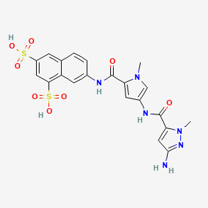 molecular formula C21H20N6O8S2 B15414640 7-{[(4-{[(3-Amino-1-methyl-1H-pyrazol-5-yl)carbonyl]amino}-1-methyl-1H-pyrrol-2-yl)carbonyl]amino}naphthalene-1,3-disulfonic acid CAS No. 284678-29-1