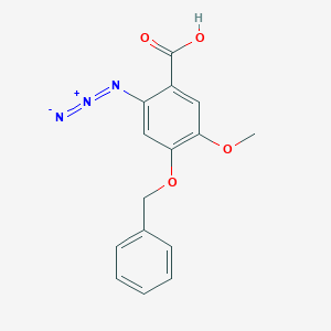 molecular formula C15H13N3O4 B15414687 Benzoic acid, 2-azido-5-methoxy-4-(phenylmethoxy)- CAS No. 166117-56-2