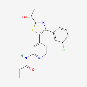 molecular formula C19H16ClN3O2S B15414812 N-{4-[2-Acetyl-4-(3-chlorophenyl)-1,3-thiazol-5-yl]pyridin-2-yl}propanamide CAS No. 365431-04-5