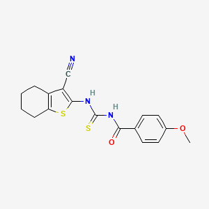 molecular formula C18H17N3O2S2 B15415316 N-[(3-cyano-4,5,6,7-tetrahydro-1-benzothiophen-2-yl)carbamothioyl]-4-methoxybenzamide 