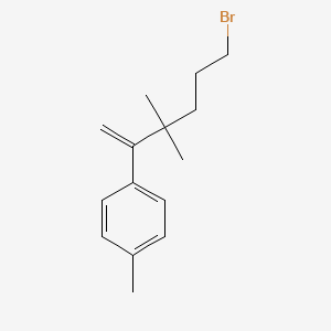 molecular formula C15H21Br B15415763 Benzene, 1-(5-bromo-2,2-dimethyl-1-methylenepentyl)-4-methyl- CAS No. 133283-74-6