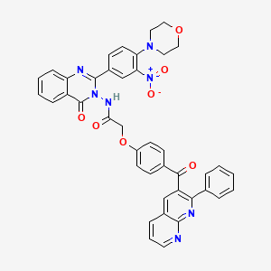 molecular formula C41H31N7O7 B15416283 Acetamide, N-(2-(4-(4-morpholinyl)-3-nitrophenyl)-4-oxo-3(4H)-quinazolinyl)-2-(4-((2-phenyl-1,8-naphthyridin-3-yl)carbonyl)phenoxy)- CAS No. 136603-30-0