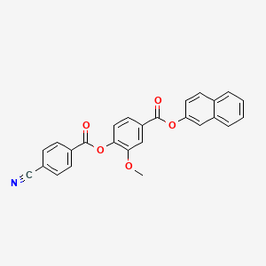 molecular formula C26H17NO5 B15416286 Naphthalen-2-yl 4-[(4-cyanobenzoyl)oxy]-3-methoxybenzoate CAS No. 132640-30-3