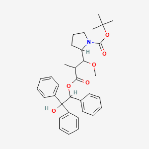 molecular formula C34H41NO6 B15417110 tert-Butyl (S)-2-((1S,2R)-3-((S)-2-hydroxy-1,2,2-triphenylethoxy)-1-methoxy-2-methyl-3-oxopropyl)pyrrolidine-1-carboxylate 