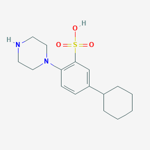 molecular formula C16H24N2O3S B15417276 Benzenesulfonic acid, 5-cyclohexyl-2-(1-piperazinyl)- CAS No. 133804-51-0