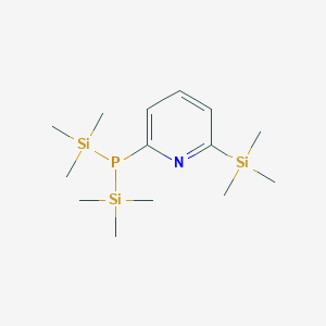 molecular formula C14H30NPSi3 B154175 Pyridine,2-[bis(trimethylsilyl)phosphino]-6-(trimethylsilyl)-(9CI) CAS No. 135958-48-4