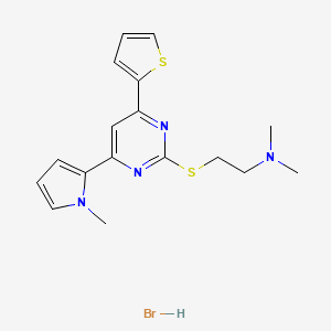 molecular formula C17H21BrN4S2 B15417926 N,N-dimethyl-2-[4-(1-methylpyrrol-2-yl)-6-thiophen-2-ylpyrimidin-2-yl]sulfanylethanamine;hydrobromide CAS No. 124959-59-7