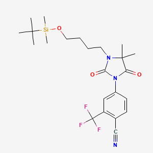molecular formula C23H32F3N3O3Si B15417930 Benzonitrile, 4-[3-[4-[[(1,1-dimethylethyl)dimethylsilyl]oxy]butyl]-4,4-dimethyl-2,5-dioxo-1-imidazolidinyl]-2-(trifluoromethyl)- 