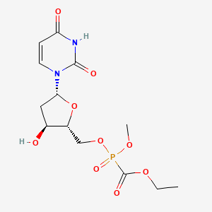 molecular formula C13H19N2O9P B15418596 ethyl [[(2R,3S,5R)-5-(2,4-dioxopyrimidin-1-yl)-3-hydroxy-tetrahydrofuran-2-yl]methoxy-methoxy-phosphoryl]formate CAS No. 115365-13-4
