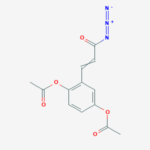 molecular formula C13H11N3O5 B15419262 2-(3-Azido-3-oxoprop-1-en-1-yl)-1,4-phenylene diacetate CAS No. 112996-26-6