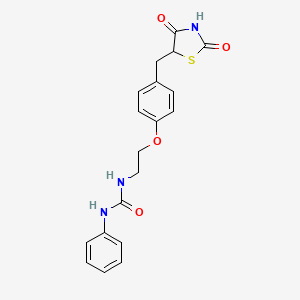molecular formula C19H19N3O4S B15420692 Urea, N-[2-[4-[(2,4-dioxo-5-thiazolidinyl)methyl]phenoxy]ethyl]-N'-phenyl- CAS No. 119670-18-7