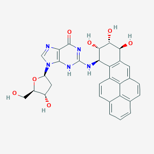 molecular formula C30H27N5O7 B154207 9-[(2R,4S,5R)-4-hydroxy-5-(hydroxymethyl)oxolan-2-yl]-2-[[(7S,8R,9S,10R)-7,8,9-trihydroxy-7,8,9,10-tetrahydrobenzo[a]pyren-10-yl]amino]-3H-purin-6-one CAS No. 85026-87-5