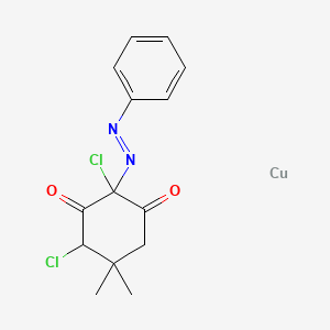 molecular formula C14H14Cl2CuN2O2 B15421916 Copper;2,4-dichloro-5,5-dimethyl-2-phenyldiazenylcyclohexane-1,3-dione CAS No. 112015-51-7