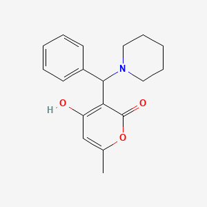 molecular formula C18H21NO3 B15422510 4-Hydroxy-6-methyl-3-[phenyl(piperidin-1-yl)methyl]-2H-pyran-2-one CAS No. 106148-29-2