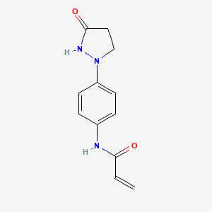 molecular formula C12H13N3O2 B15423361 N-[4-(3-Oxopyrazolidin-1-yl)phenyl]prop-2-enamide CAS No. 106153-55-3