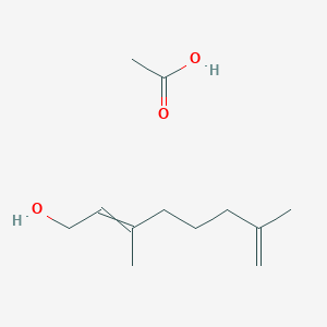 molecular formula C12H22O3 B15423780 Acetic acid;3,7-dimethylocta-2,7-dien-1-ol CAS No. 105831-41-2