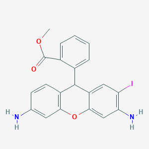 molecular formula C21H17IN2O3 B15423964 Benzoic acid, 2-(3,6-diamino-2-iodo-9H-xanthen-9-yl)-, methyl ester CAS No. 109244-59-9