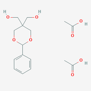 molecular formula C16H24O8 B15424410 Acetic acid;[5-(hydroxymethyl)-2-phenyl-1,3-dioxan-5-yl]methanol CAS No. 107058-94-6