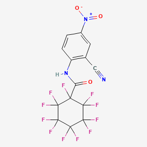 molecular formula C14H4F11N3O3 B15424681 Cyclohexanecarboxamide, N-(2-cyano-4-nitrophenyl)-1,2,2,3,3,4,4,5,5,6,6-undecafluoro- CAS No. 107349-93-9