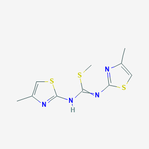 molecular formula C10H12N4S3 B15424966 Methyl N,N'-bis[(4-methyl-1,3-thiazol-2-yl)]carbamimidothioate CAS No. 102718-12-7