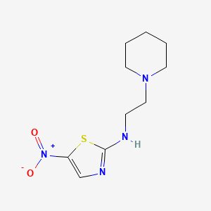 molecular formula C10H16N4O2S B15425084 5-Nitro-N-[2-(piperidin-1-yl)ethyl]-1,3-thiazol-2-amine CAS No. 105624-93-9