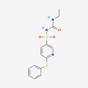 molecular formula C14H15N3O3S2 B15425511 N-(Ethylcarbamoyl)-6-(phenylsulfanyl)pyridine-3-sulfonamide CAS No. 96185-94-3