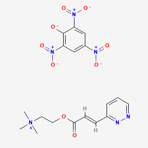 molecular formula C18H20N6O9 B15425622 beta-Pyridazin-3-ylacryloylcholine picrate CAS No. 110061-37-5