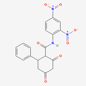 molecular formula C19H15N3O7 B15426057 N-(2,4-Dinitrophenyl)-2,4-dioxo-6-phenylcyclohexane-1-carboxamide CAS No. 92510-39-9