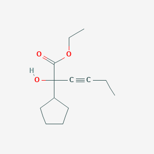 molecular formula C13H20O3 B15426302 Ethyl 2-cyclopentyl-2-hydroxyhex-3-ynoate CAS No. 92956-95-1