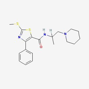 molecular formula C19H25N3OS2 B15427430 N-(1-Methyl-2-(1-piperidinyl)ethyl)-2-(methylthio)-4-phenyl-5-thiazolecarboxamide CAS No. 99822-88-5
