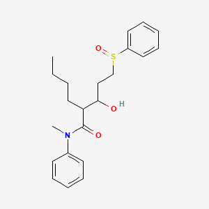 molecular formula C22H29NO3S B15428360 2-[3-(Benzenesulfinyl)-1-hydroxypropyl]-N-methyl-N-phenylhexanamide CAS No. 93766-61-1